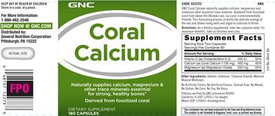 Photo of the GNC Coral Calcium label