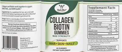 Photo of the Double Wood Supplements Collagen Biotin Gummies label