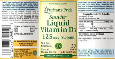 Liquid Vitamin D3 125 mcg (5,000 IU) Natural Orange Flavor