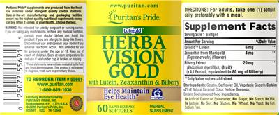 Herbavision Gold with Lutein, Zeaxanthin & Bilberry