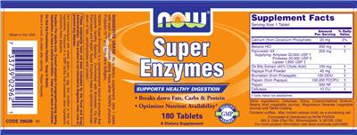Photo of the NOW Super Enzymes label