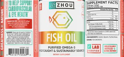 Photo of the ZHOU Fish Oil label