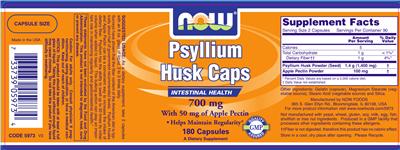 Photo of the NOW Psyllium Husk Caps 700 mg label