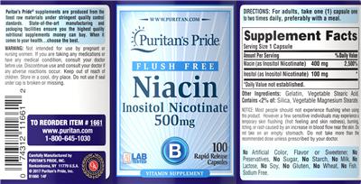 Flush Free Niacin Inositol Nicotinate 500 mg