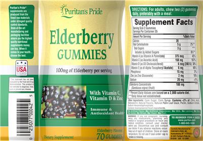 Elderberry Gummies 100 mg Elderberry Flavored