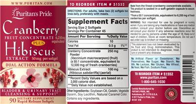 Cranberry Fruit Concentrate plus Hibiscus Extract 50 mg