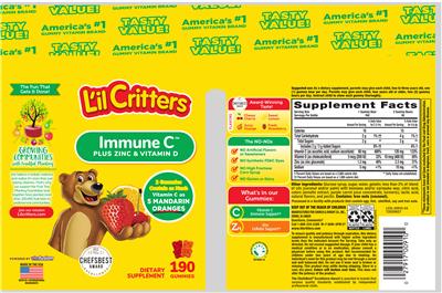 Photo of the L'il Critters Immune C plus Zinc & Vitamin D label