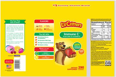 Photo of the L'il Critters Immune C plus Zinc & Vitamin D label