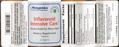 Photo of the Metagenics Inflavonoid Intensive Care label