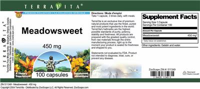 Photo of the TerraVita Premium Collection Meadowsweet 450 mg label