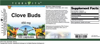 Photo of the TerraVita Premium Collection Clove Buds 450 mg label