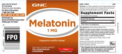 Photo of the GNC Melatonin 1 mg Cherry label