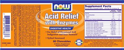Photo of the NOW Acid Relief With Enyzmes label