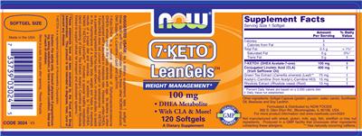 Photo of the NOW 7-KETO LeanGels 100 mg label