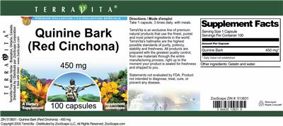 Quinine Bark (Red Cinchona) 450 mg