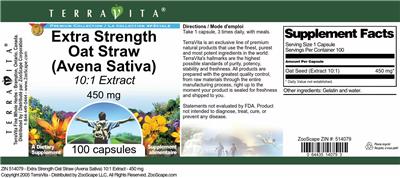 Extra Strength Oat Straw (Avena Sativa) 450 mg 10:1 Extract