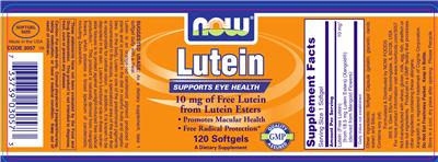 Photo of the NOW Lutein label