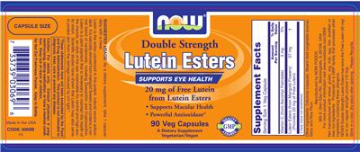 Photo of the NOW Double Strength Lutein Esters label