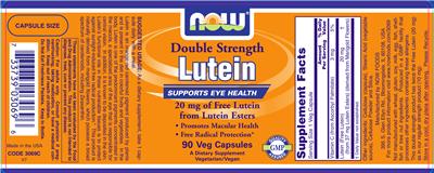 Photo of the NOW Double Strength Lutein label