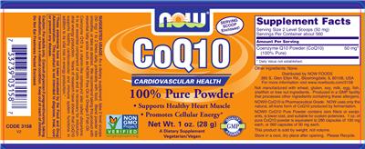 Photo of the NOW CoQ10 label
