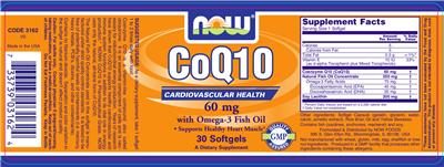 Photo of the NOW CoQ10 60 mg With Omega-3 Fish Oil label
