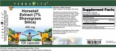 Photo of the TerraVita Premium Collection Horsetail Extract (7% Shavegrass Silica) 450 mg label