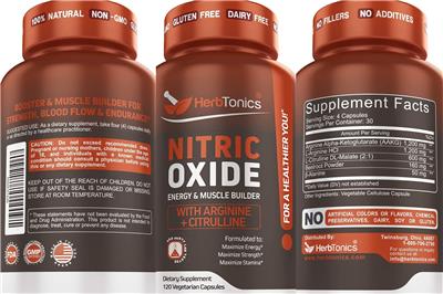 Photo of the HerbTonics Nitric Oxide label