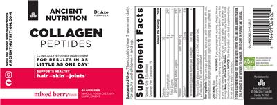 Photo of the Ancient Nutrition Collagen Peptides Mixed Berry Flavor label