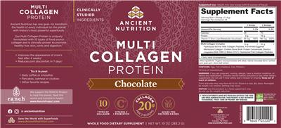 Photo of the Ancient Nutrition Multi Collagen Protein Chocolate label