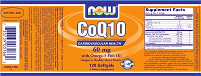 Photo of the NOW CoQ10 60 mg With Omega-3 Fish Oil label