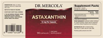 Photo of the Dr. Mercola Astaxanthin 12 mg label