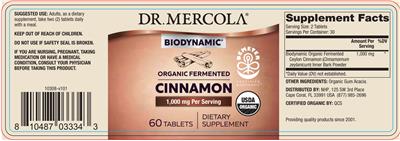 Photo of the Dr. Mercola BioDynamic Organic Fermented Cinnamon 1,000 mg label