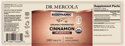Photo of the Dr. Mercola BioDynamic Organic Fermented Cinnamon 1,000 mg label