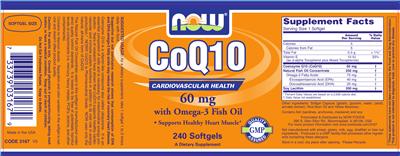 Photo of the NOW CoQ10 60 mg With Omega-3 Fish Oil label