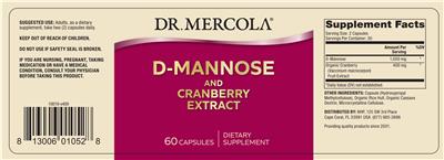 Photo of the Dr. Mercola D-Mannose and Cranberry Extract label