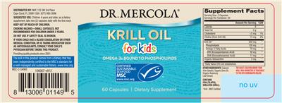 Photo of the Dr. Mercola Krill Oil for Kids label