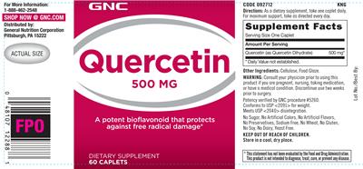 Photo of the GNC Quercetin 500 mg label