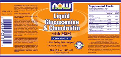 Photo of the NOW Liquid Glucosamine & Chondroitin With MSM label