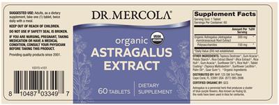 Photo of the Dr. Mercola Organic Astragalus Extract label