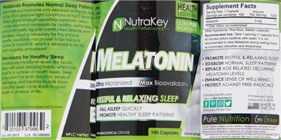 Photo of the NutraKey Melatonin label