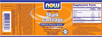 Photo of the NOW 100% Pure Shark Cartilage label