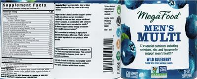 Photo of the MegaFood Men's Multi Wild Blueberry label