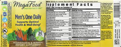 Photo of the MegaFood Men's One Daily label