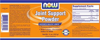 Photo of the NOW Joint Support Powder label