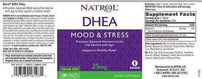 Photo of the Natrol DHEA 25 mg label