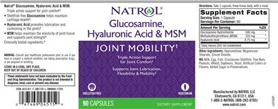 Photo of the Natrol Glucosamine, Hyaluronic Acid & MSM label