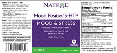 Photo of the Natrol Mood Positive 5-HTP label