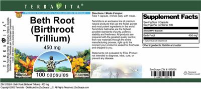 Beth Root (Birthroot Trillium) 450 mg