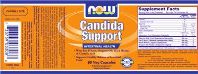 Photo of the NOW Candida Support label