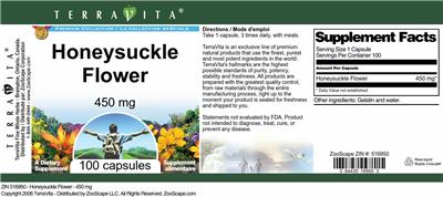 Photo of the TerraVita Premium Collection Honeysuckle Flower 450 mg label